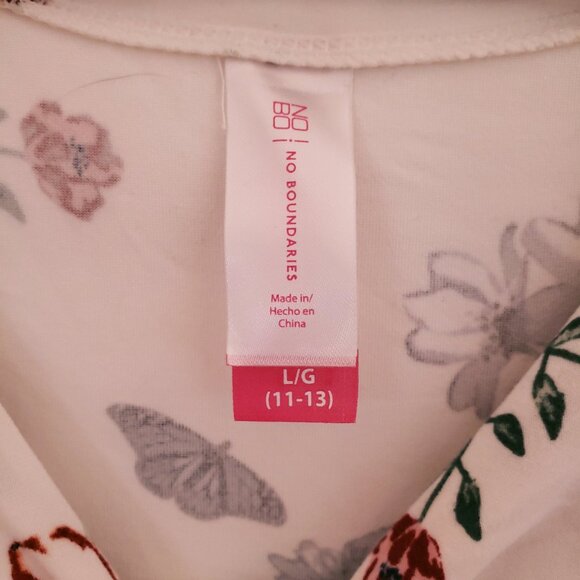 No Boundaries White Floral Stretchy Short Sleeve Youth Dress Size L (11-13) - Picture 5 of 14